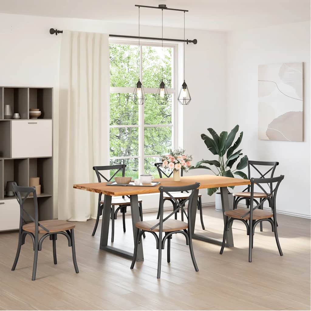 Table en Bois de Chêne Massif et Métal Anthracite-La-Fabrique-Industrielle