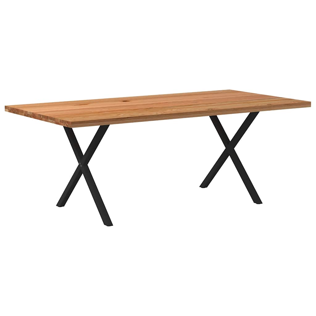 Table en Bois de Chêne Massif et Pieds Métal Noir-100 cm-200 cm-1-La-Fabrique-Industrielle