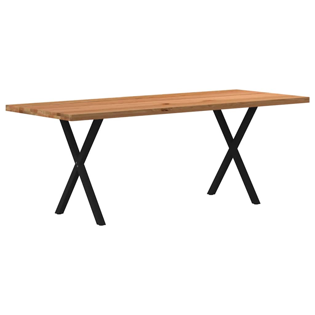 Table en Bois de Chêne Massif et Pieds Métal Noir-80 cm-200 cm-1-La-Fabrique-Industrielle