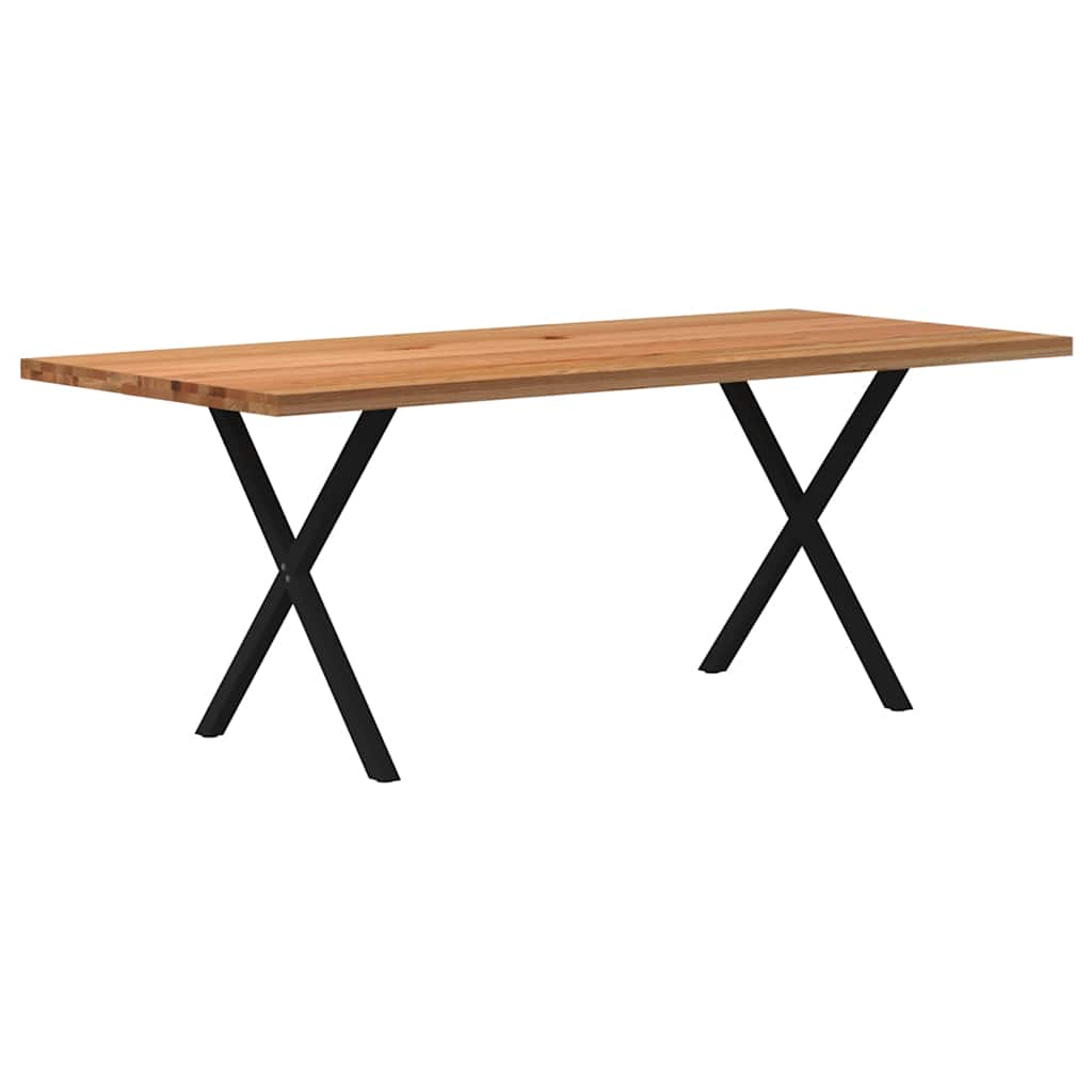 Table en Bois de Chêne Massif et Pieds Métal Noir-90 cm-200 cm-1-La-Fabrique-Industrielle