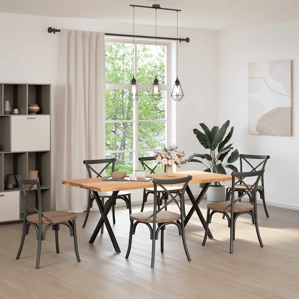 Table en Bois de Chêne Massif et Pieds Métal Noir-La-Fabrique-Industrielle