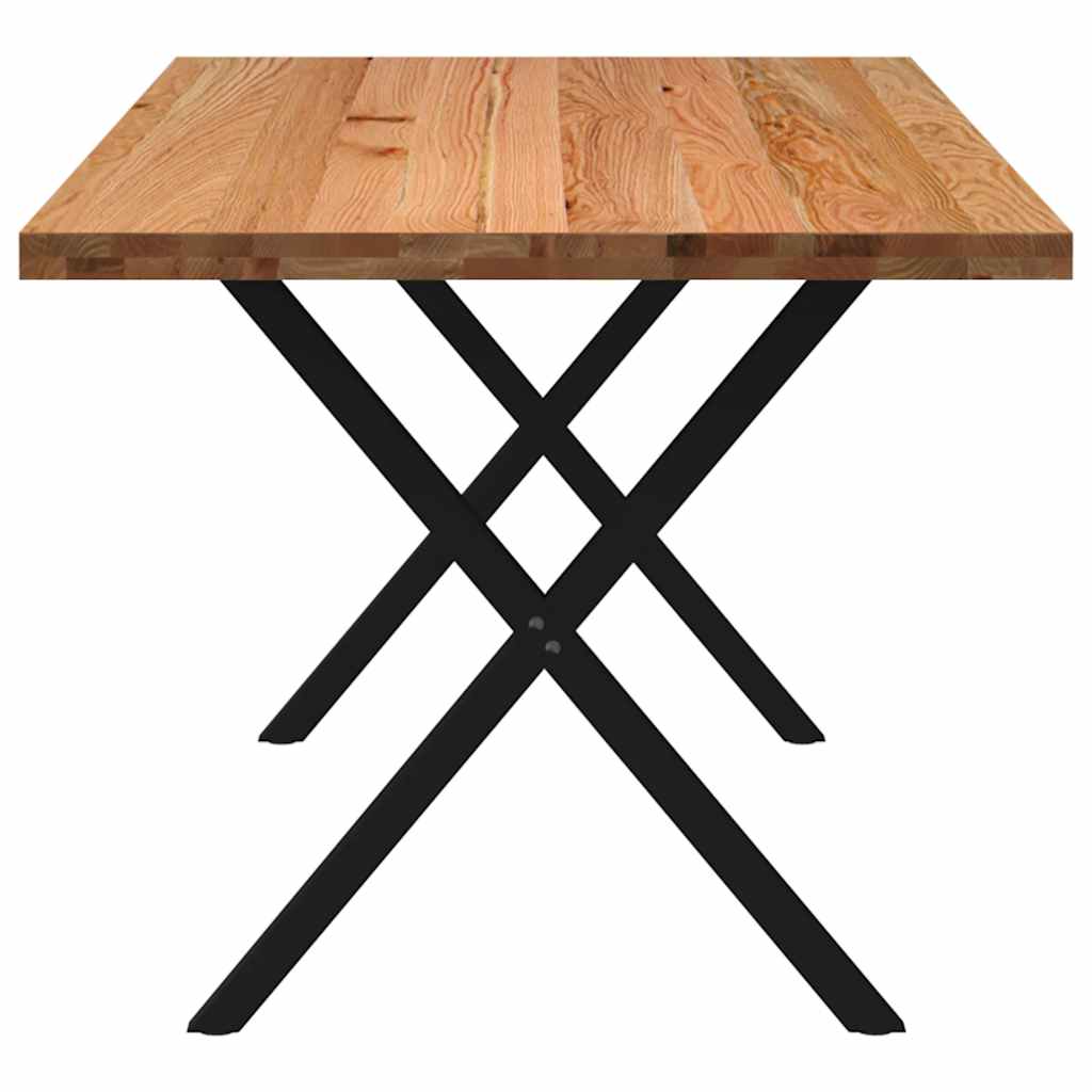 Table en Bois de Chêne Massif et Pieds Métal Noir-La-Fabrique-Industrielle