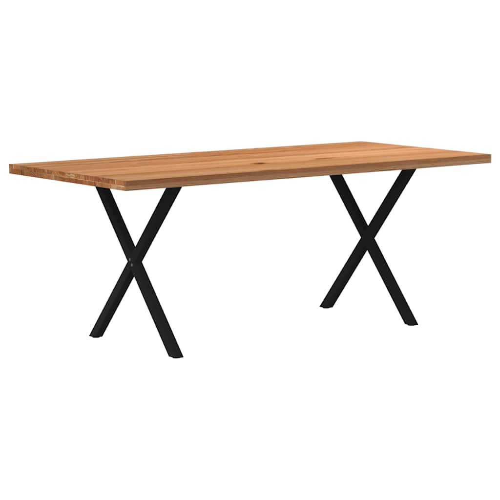 Table en Bois de Chêne Massif et Pieds Métal Noir-La-Fabrique-Industrielle