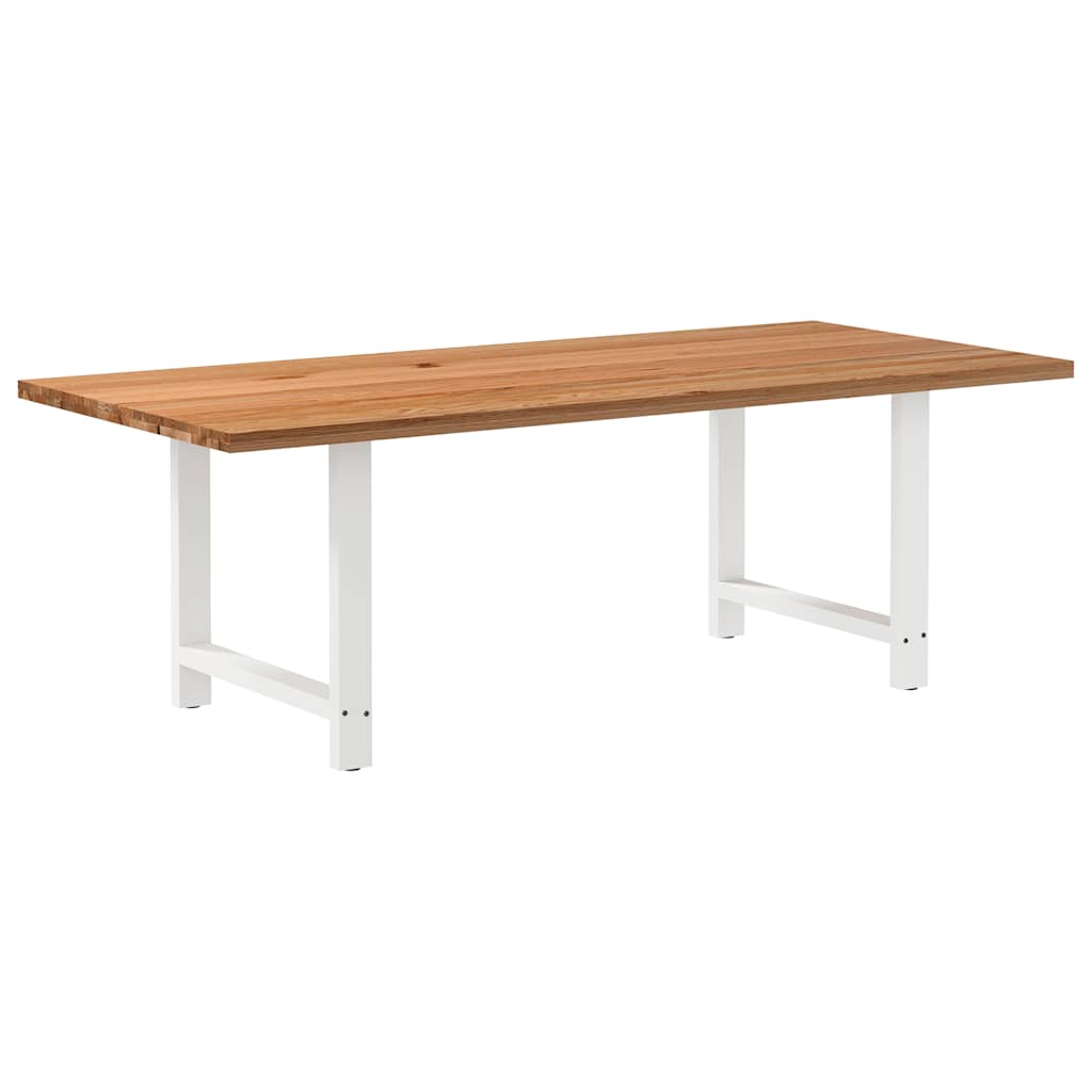 Table en Bois de Chêne Massif pour 6 à 8 Personnes-Blanc-1-220 x 100 x 74 cm-La-Fabrique-Industrielle