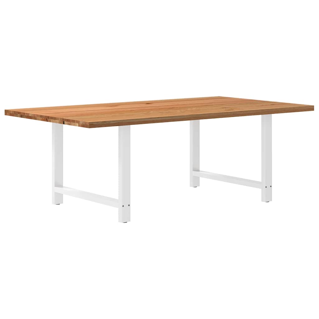Table en Bois de Chêne Massif pour 6 à 8 Personnes-Blanc-1-220 x 120 x 74 cm-La-Fabrique-Industrielle