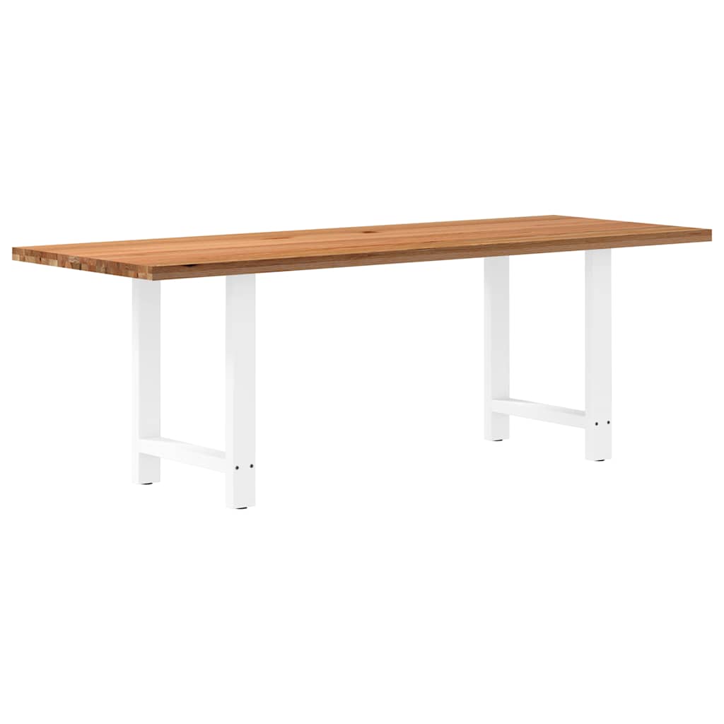 Table en Bois de Chêne Massif pour 6 à 8 Personnes-Blanc-1-220 x 80 x 74 cm-La-Fabrique-Industrielle