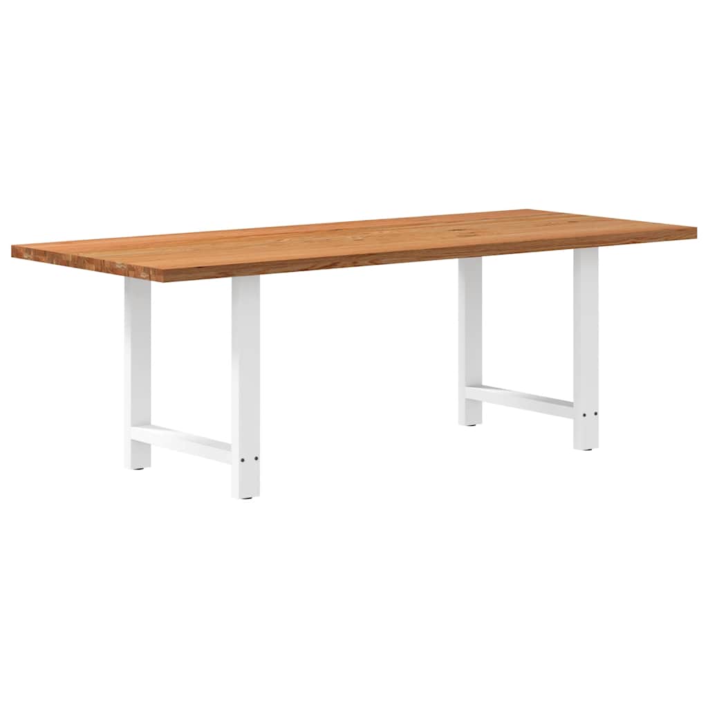 Table en Bois de Chêne Massif pour 6 à 8 Personnes-Blanc-1-220 x 90 x 74 cm-La-Fabrique-Industrielle