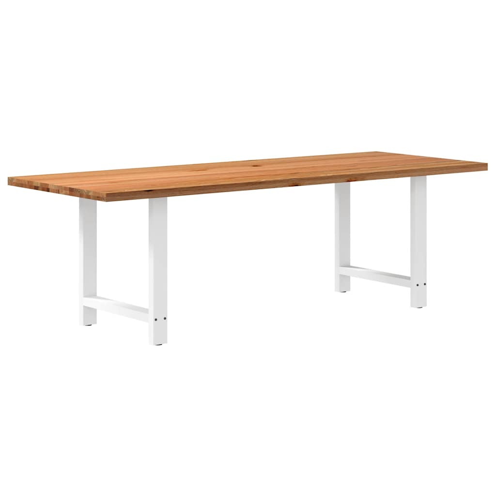 Table en Bois de Chêne Massif pour 6 à 8 Personnes-Blanc-1-240 x 90 x 74 cm-La-Fabrique-Industrielle