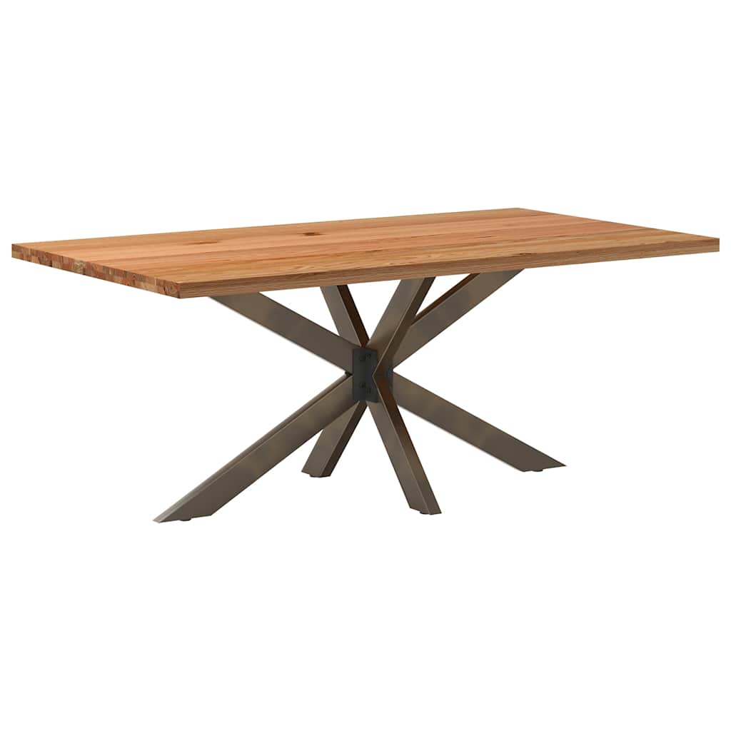 Table en Bois de Chêne avec Pied Central Robuste-Acier naturel-1-180 x 100 x 74 cm-La-Fabrique-Industrielle