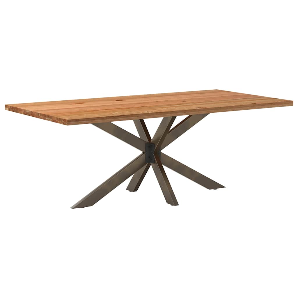 Table en Bois de Chêne avec Pied Central Robuste-Acier naturel-1-200 x 100 x 74 cm-La-Fabrique-Industrielle
