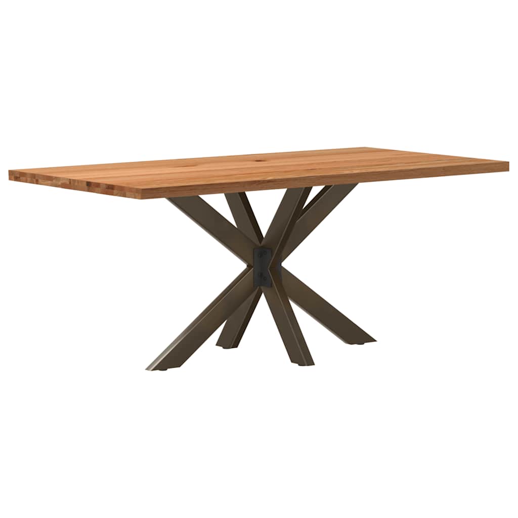 Table en Bois de Chêne avec Pied Central Robuste-natural steel-1-180 x 90 x 74 cm-La-Fabrique-Industrielle