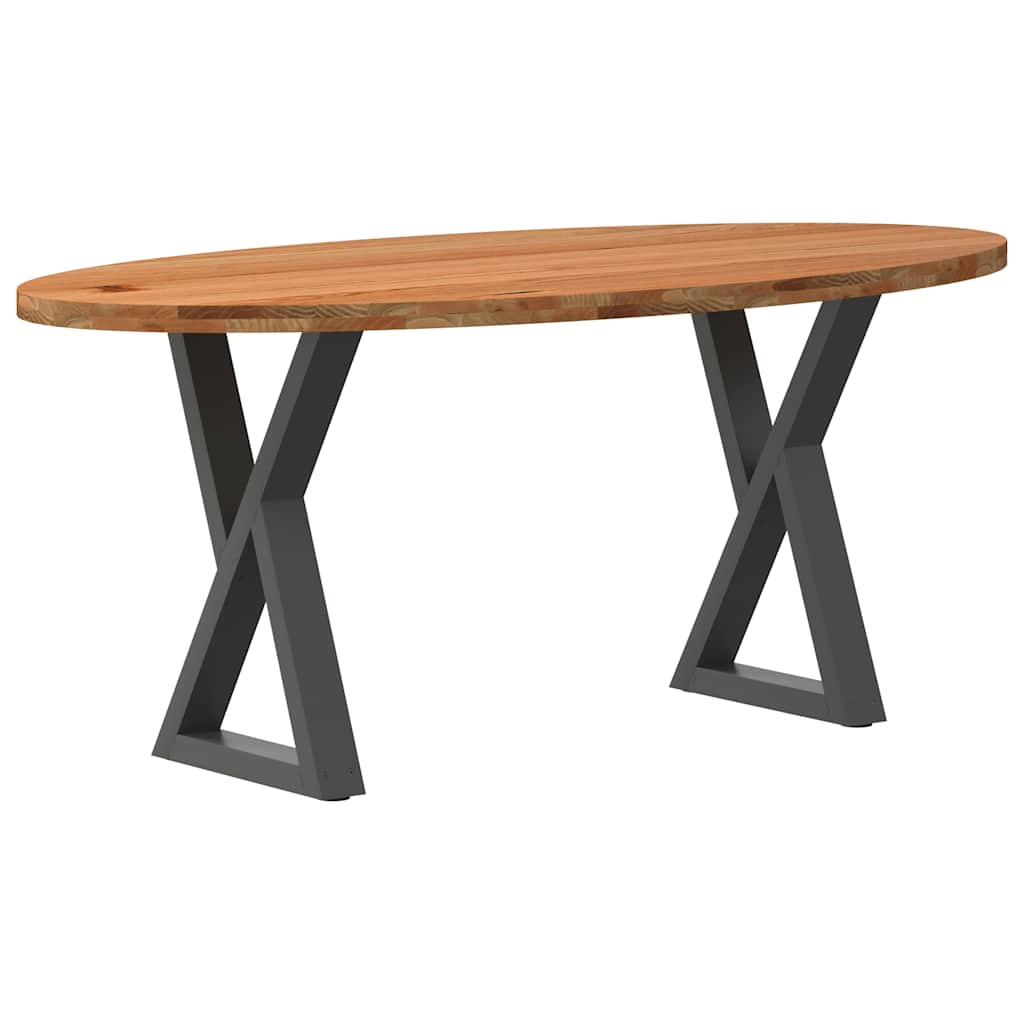 Table en Bois de Chêne avec Pieds Croisés-Anthracite-1-180 x 90 x 74 cm-La-Fabrique-Industrielle