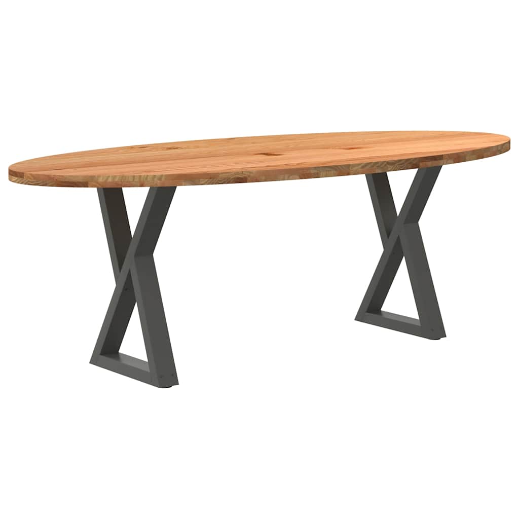 Table en Bois de Chêne avec Pieds Croisés-Anthracite-1-220 x 100 x 74 cm-La-Fabrique-Industrielle