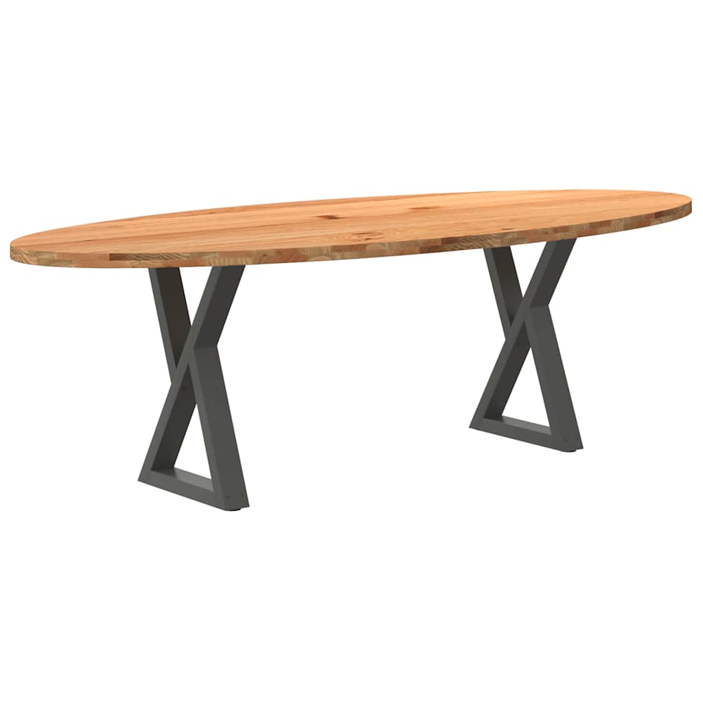 Table en Bois de Chêne avec Pieds Croisés-Anthracite-1-240 x 100 x 74 cm-La-Fabrique-Industrielle