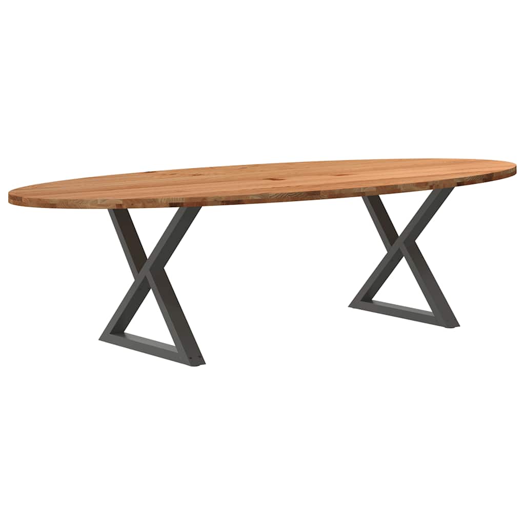 Table en Bois de Chêne avec Pieds Croisés-Anthracite-1-280 x 120 x 74 cm-La-Fabrique-Industrielle