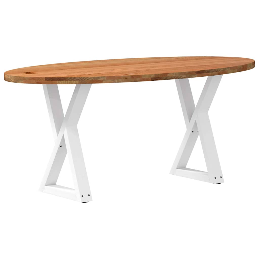 Table en Bois de Chêne avec Pieds Croisés-Blanc-1-180 x 90 x 74 cm-La-Fabrique-Industrielle