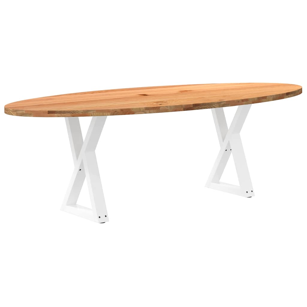 Table en Bois de Chêne avec Pieds Croisés-Blanc-1-240 x 100 x 74 cm-La-Fabrique-Industrielle