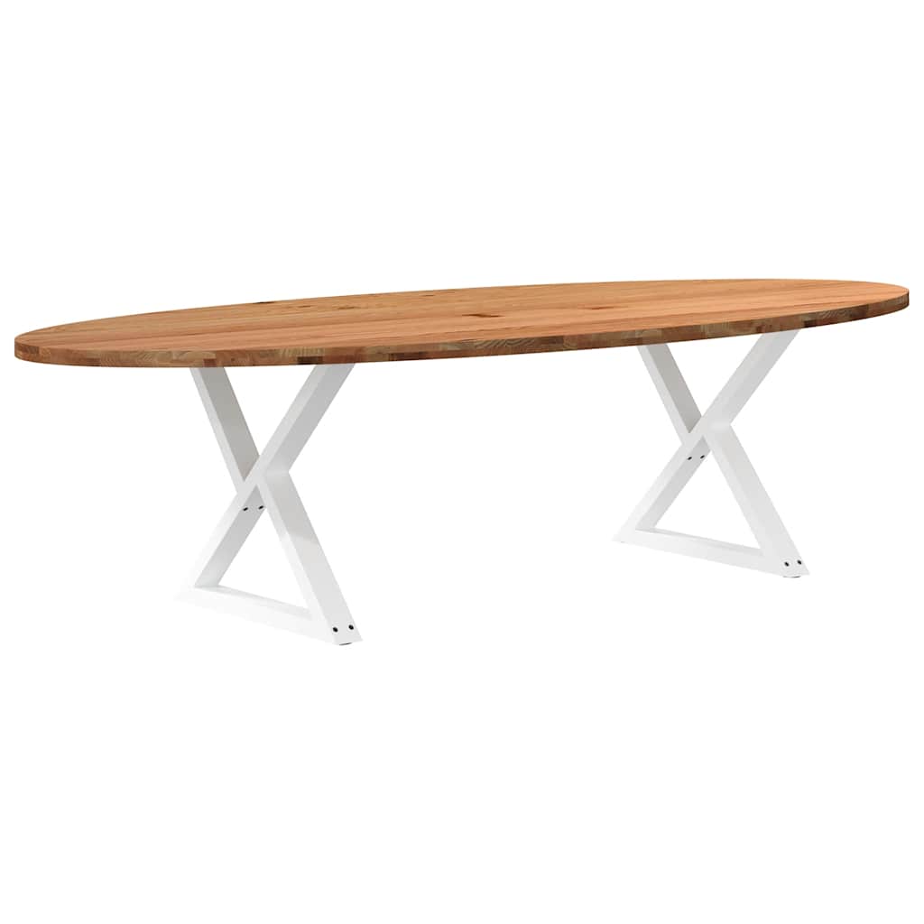 Table en Bois de Chêne avec Pieds Croisés-Blanc-1-280 x 120 x 74 cm-La-Fabrique-Industrielle