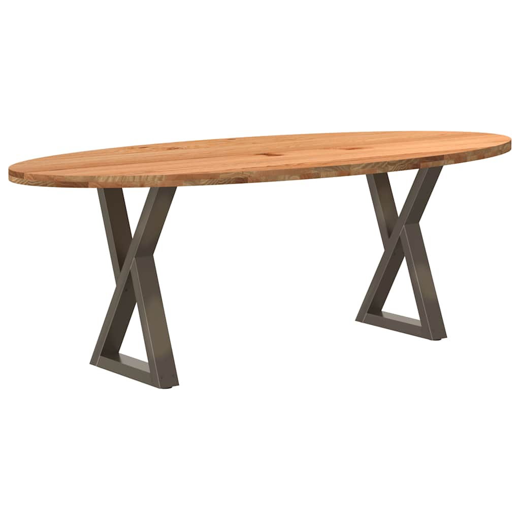 Table en Bois de Chêne avec Pieds Croisés-Naturel-1-220 x 100 x 74 cm-La-Fabrique-Industrielle