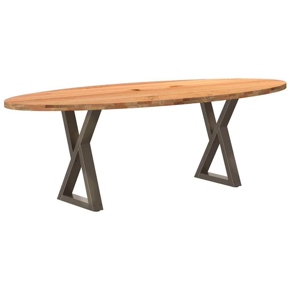 Table en Bois de Chêne avec Pieds Croisés-Naturel-1-240 x 100 x 74 cm-La-Fabrique-Industrielle