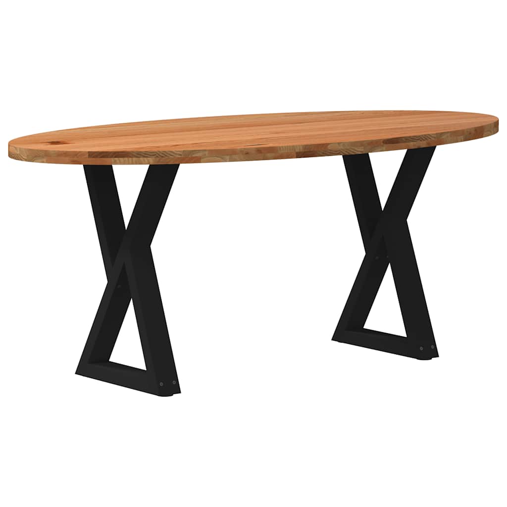 Table en Bois de Chêne avec Pieds Croisés-Noir-1-180 x 90 x 74 cm-La-Fabrique-Industrielle