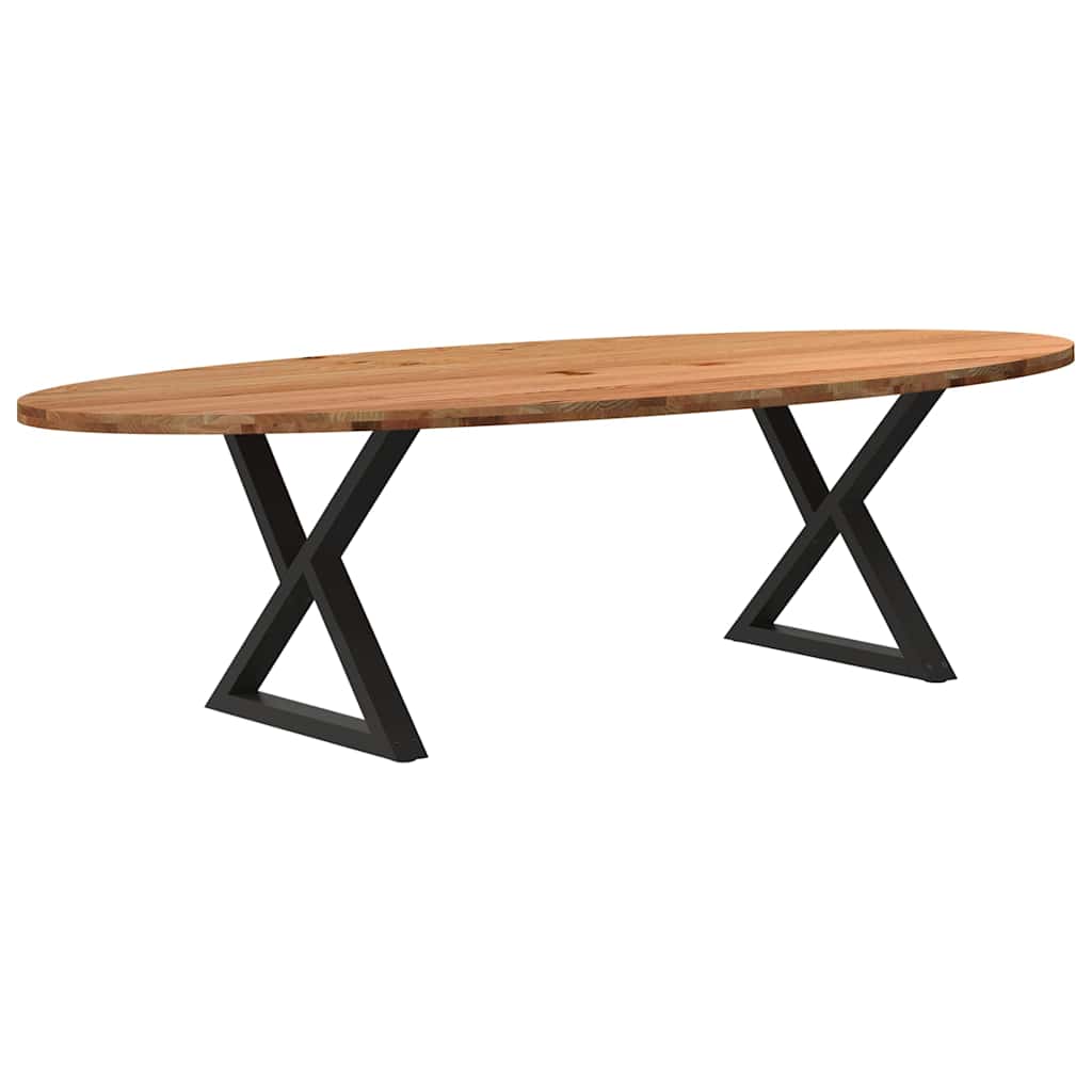 Table en Bois de Chêne avec Pieds Croisés-Noir-1-280 x 120 x 74 cm-La-Fabrique-Industrielle