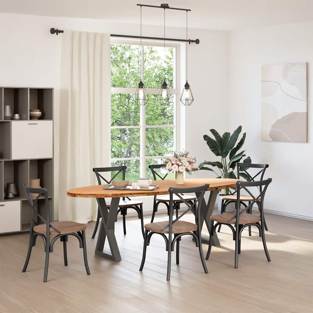 Table en Bois de Chêne avec Pieds Croisés-La-Fabrique-Industrielle