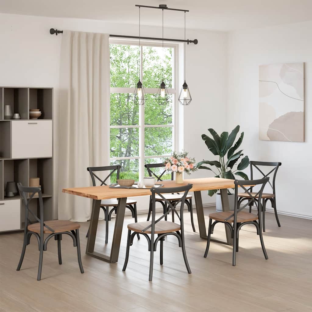 Table en Bois de Chêne et Métal au Style Industriel-La-Fabrique-Industrielle