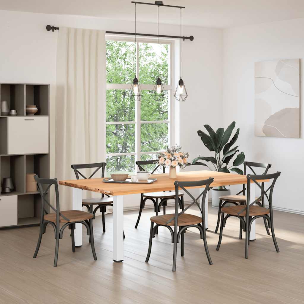 Table en Bois de Chêne et Pieds Blancs-La-Fabrique-Industrielle