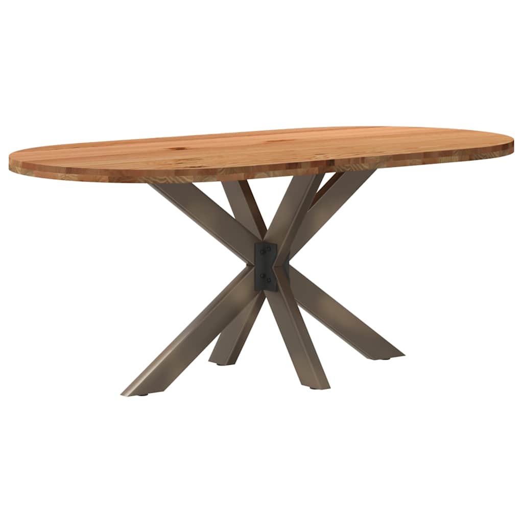 Table en Bois de Chêne et Pieds Métal Blanc-Acier naturel-1-180 x 90 x 74 cm-La-Fabrique-Industrielle