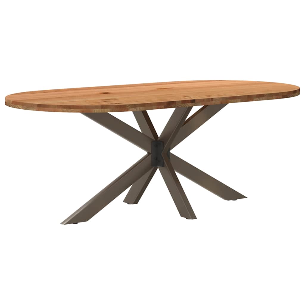 Table en Bois de Chêne et Pieds Métal Blanc-Acier naturel-1-200 x 100 x 74 cm-La-Fabrique-Industrielle