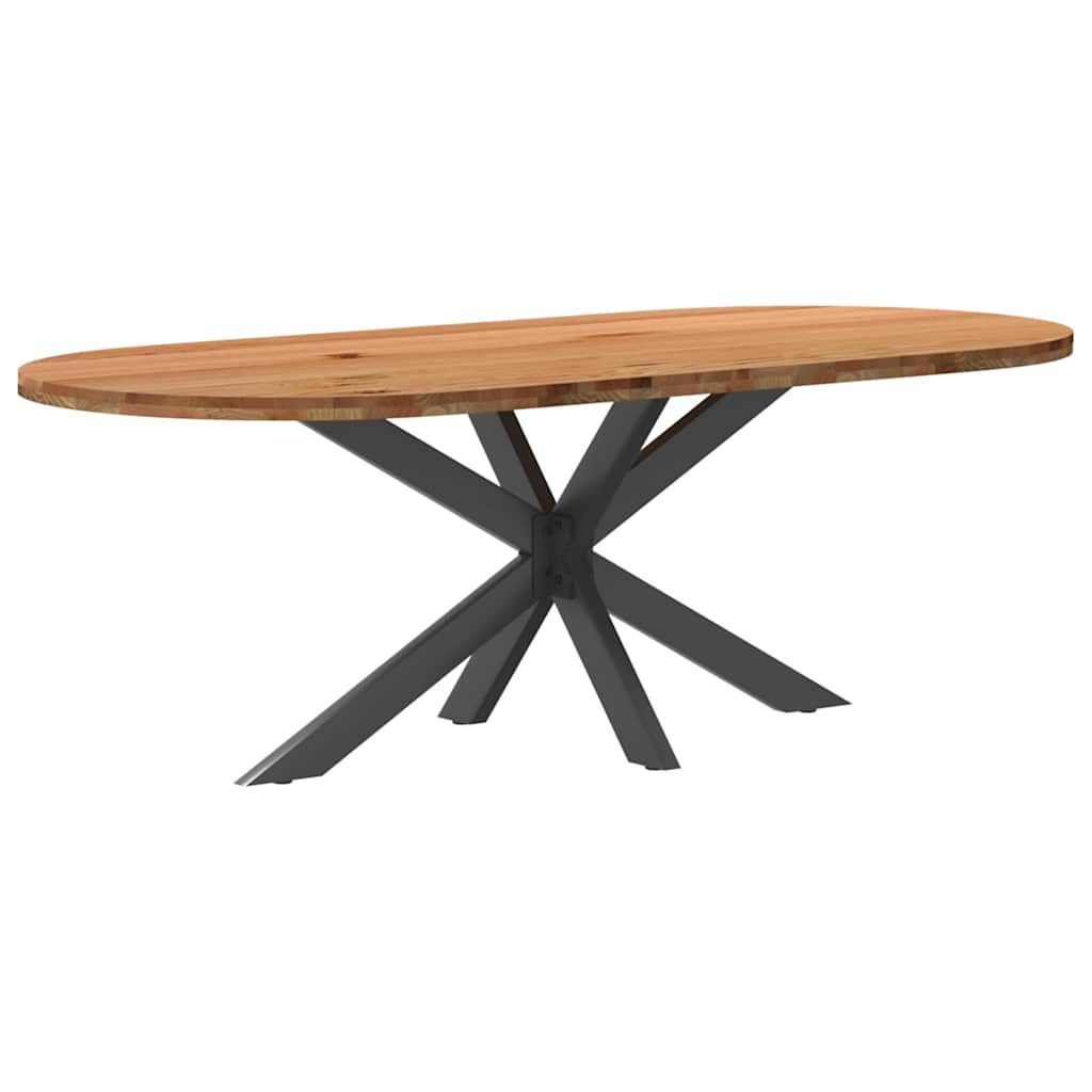 Table en Bois de Chêne et Pieds Métal Blanc-Anthracite-1-220 x 100 x 74 cm-La-Fabrique-Industrielle