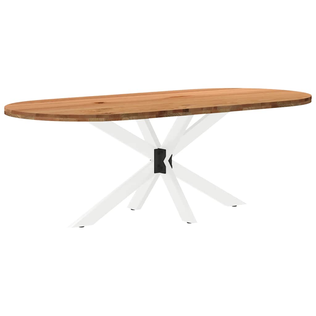 Table en Bois de Chêne et Pieds Métal Blanc-Blanc-1-220 x 100 x 74 cm-La-Fabrique-Industrielle