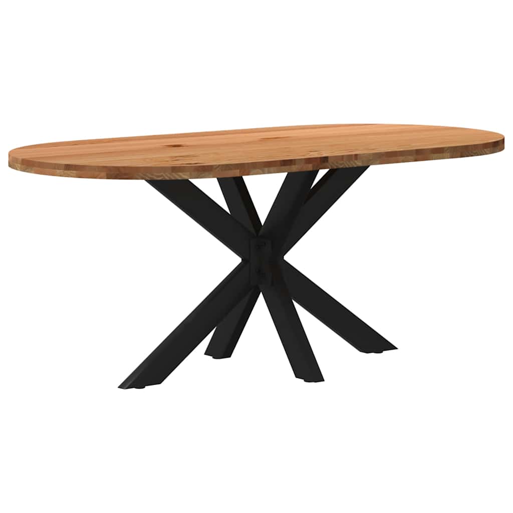 Table en Bois de Chêne et Pieds Métal Blanc-Noir-1-180 x 90 x 74 cm-La-Fabrique-Industrielle