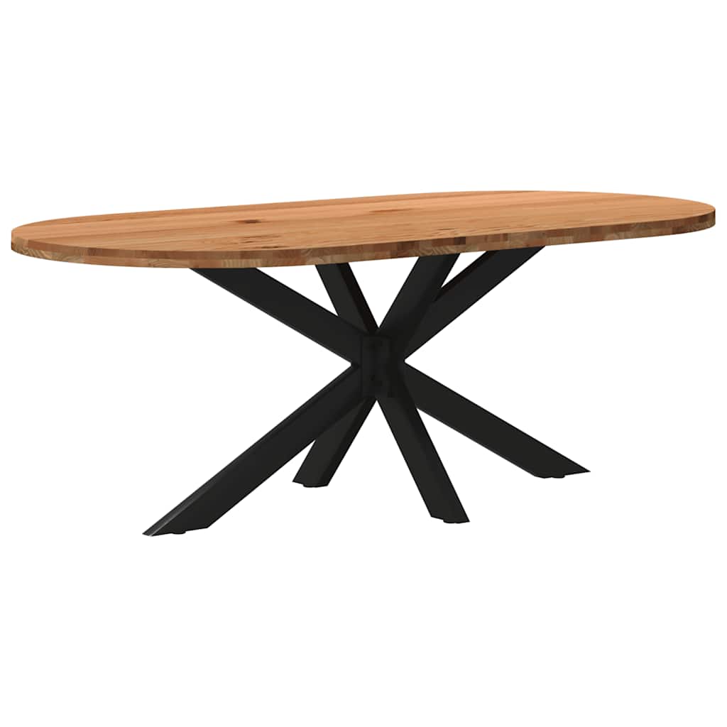 Table en Bois de Chêne et Pieds Métal Blanc-Noir-1-200 x 100 x 74 cm-La-Fabrique-Industrielle