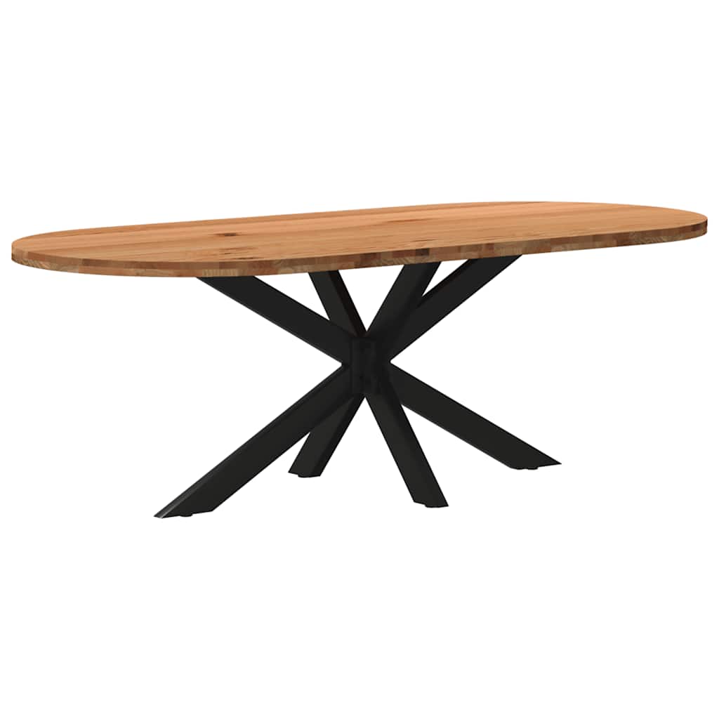 Table en Bois de Chêne et Pieds Métal Blanc-Noir-1-220 x 100 x 74 cm-La-Fabrique-Industrielle
