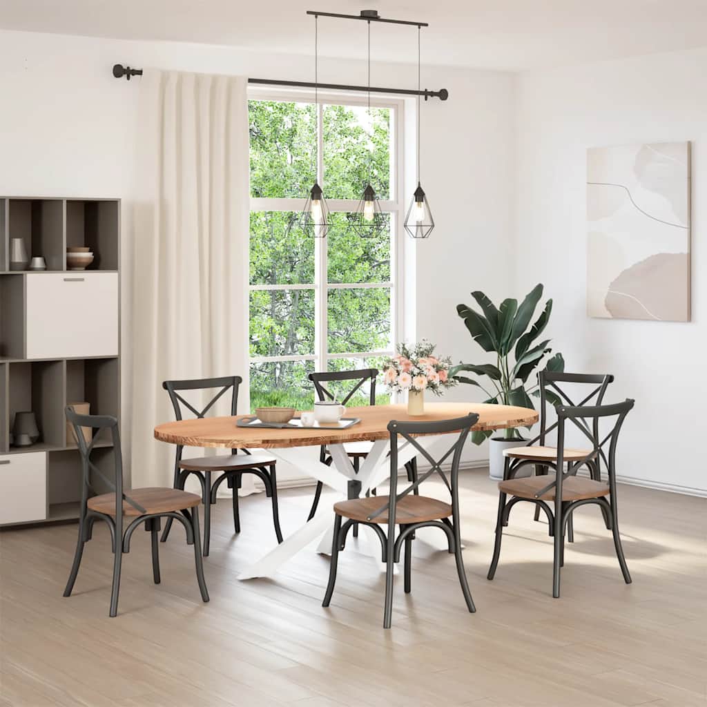 Table en Bois de Chêne et Pieds Métal Blanc-La-Fabrique-Industrielle