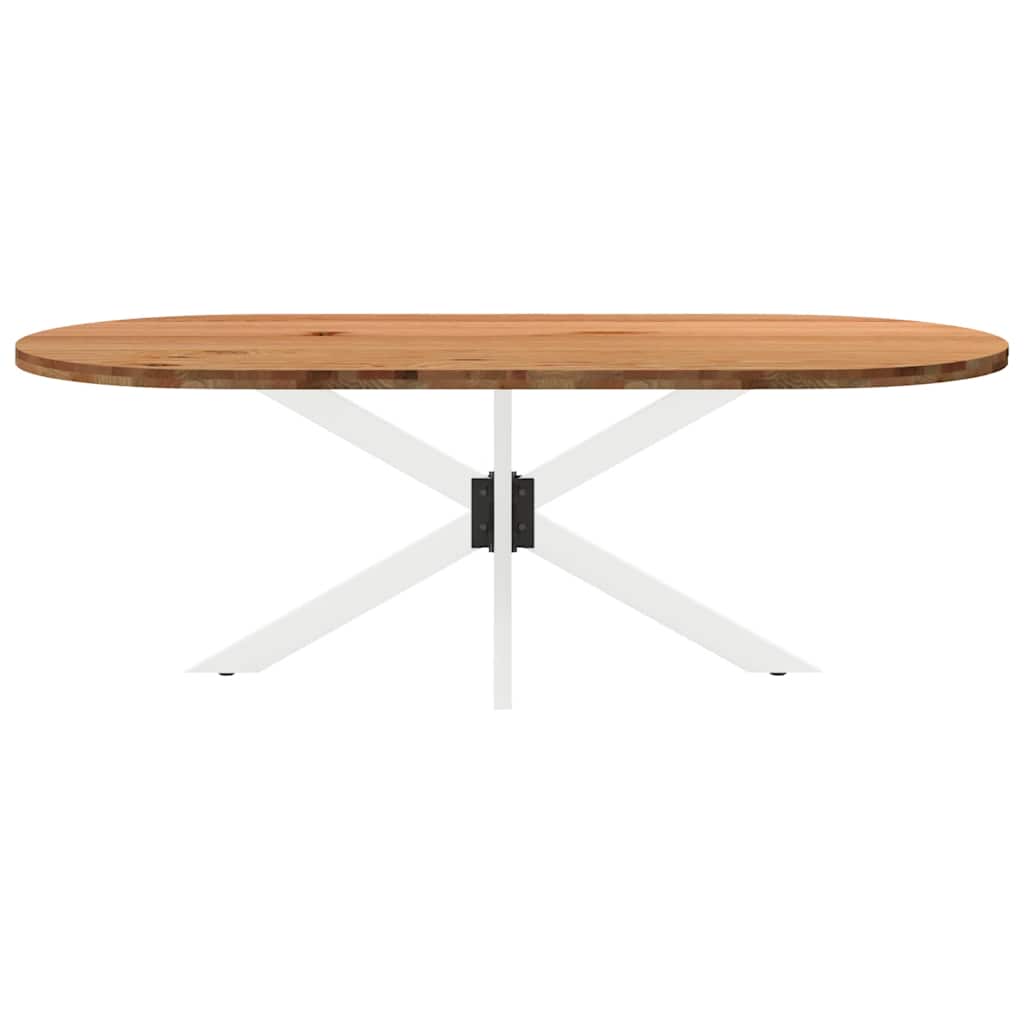 Table en Bois de Chêne et Pieds Métal Blanc-La-Fabrique-Industrielle