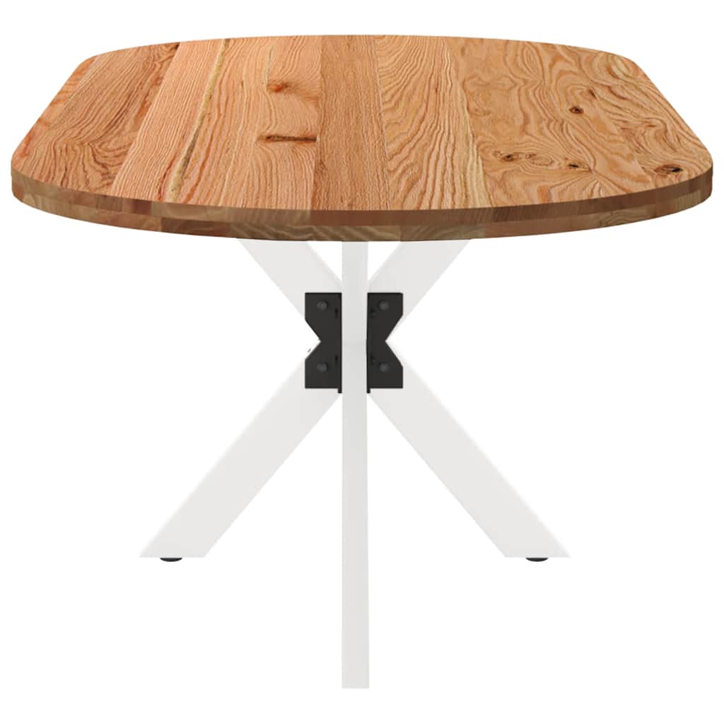 Table en Bois de Chêne et Pieds Métal Blanc-La-Fabrique-Industrielle