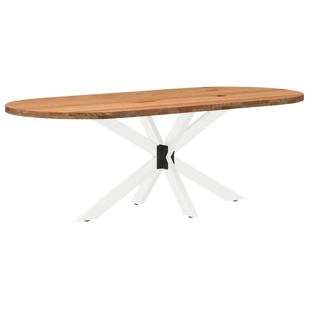 Table en Bois de Chêne et Pieds Métal Blanc-La-Fabrique-Industrielle