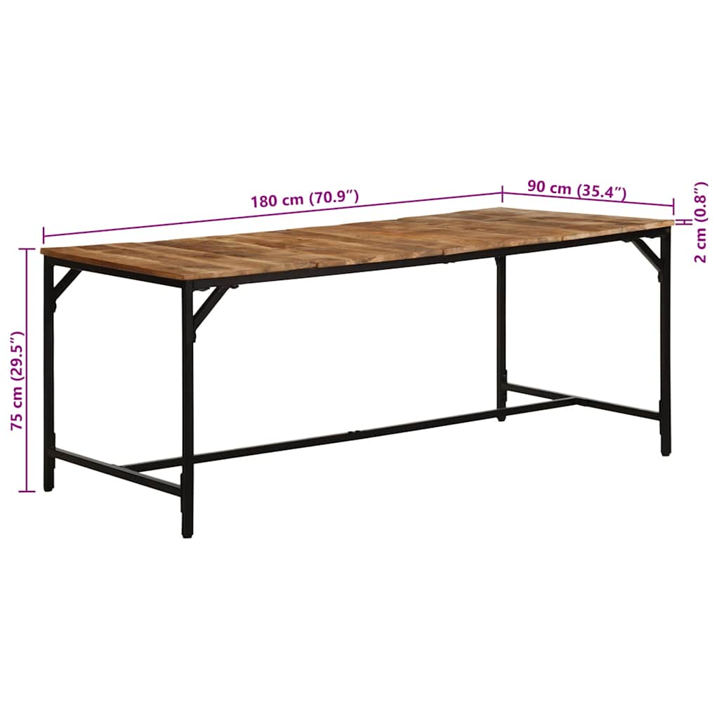 Table en Bois de Manguier Brut & Massif et Fer-La-Fabrique-Industrielle