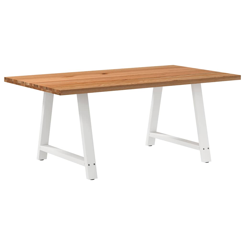 Table en Chêne Massif et Pieds en Métal Blanc-100 cm-180 cm-1-La-Fabrique-Industrielle