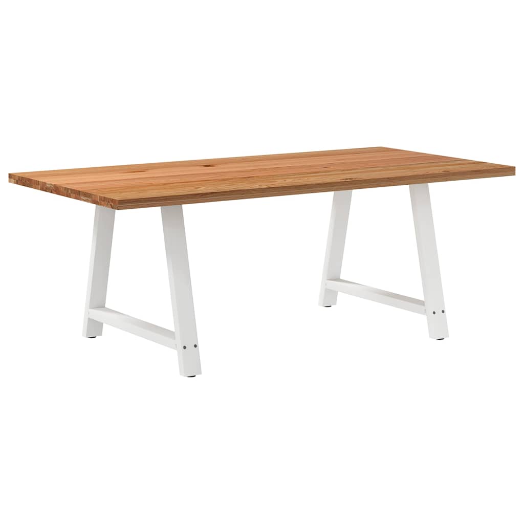 Table en Chêne Massif et Pieds en Métal Blanc-100 cm-200 cm-1-La-Fabrique-Industrielle