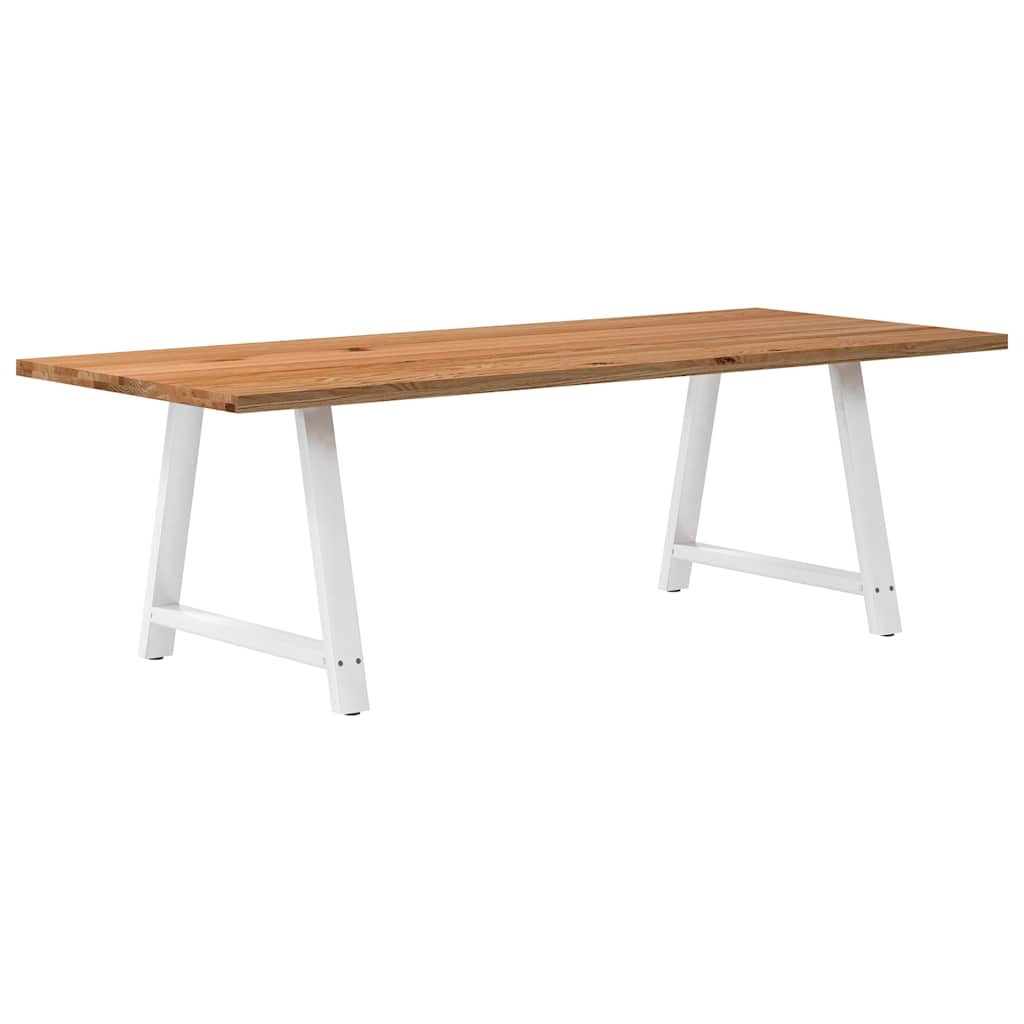 Table en Chêne Massif et Pieds en Métal Blanc-100 cm-240 cm-1-La-Fabrique-Industrielle