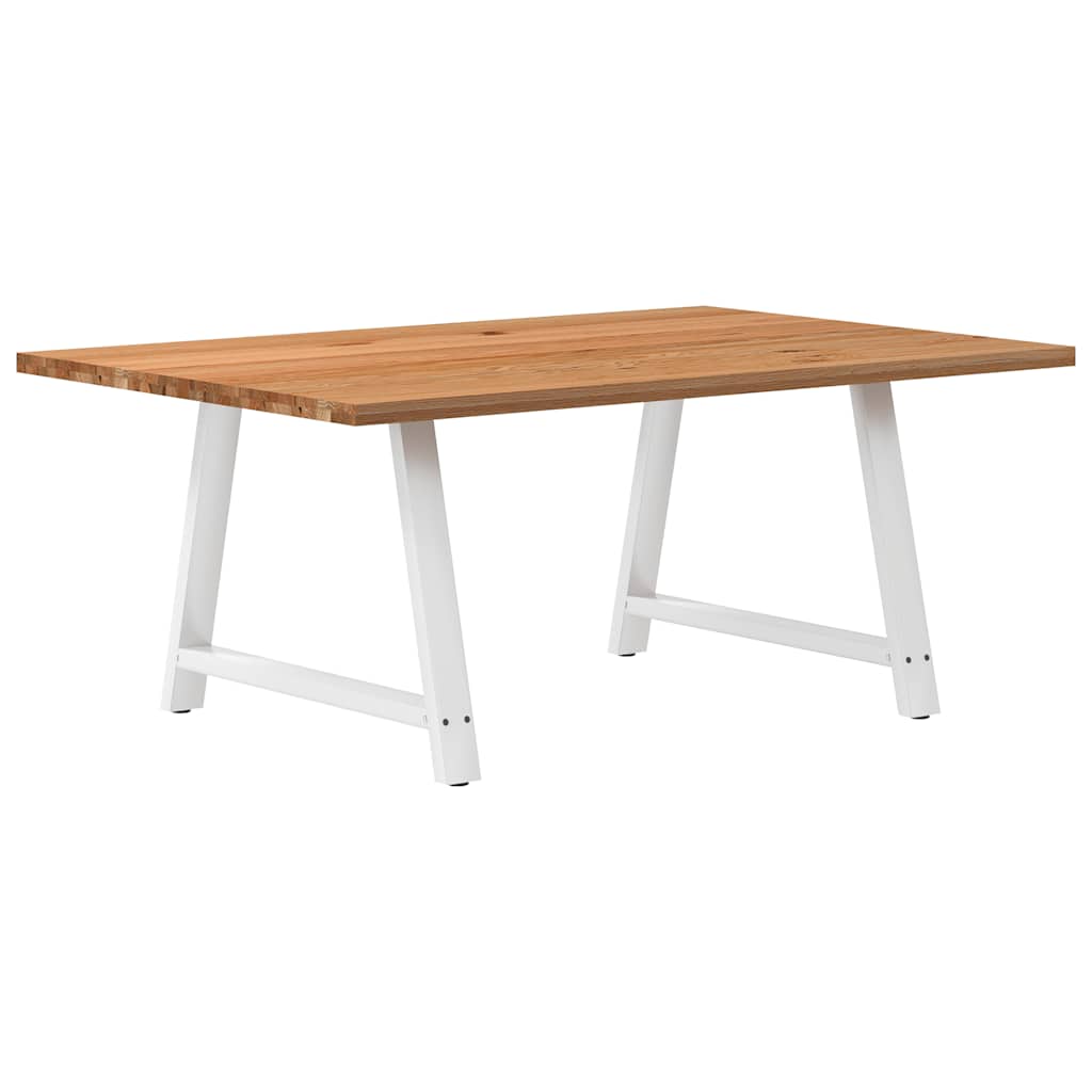 Table en Chêne Massif et Pieds en Métal Blanc-120 cm-180 cm-1-La-Fabrique-Industrielle