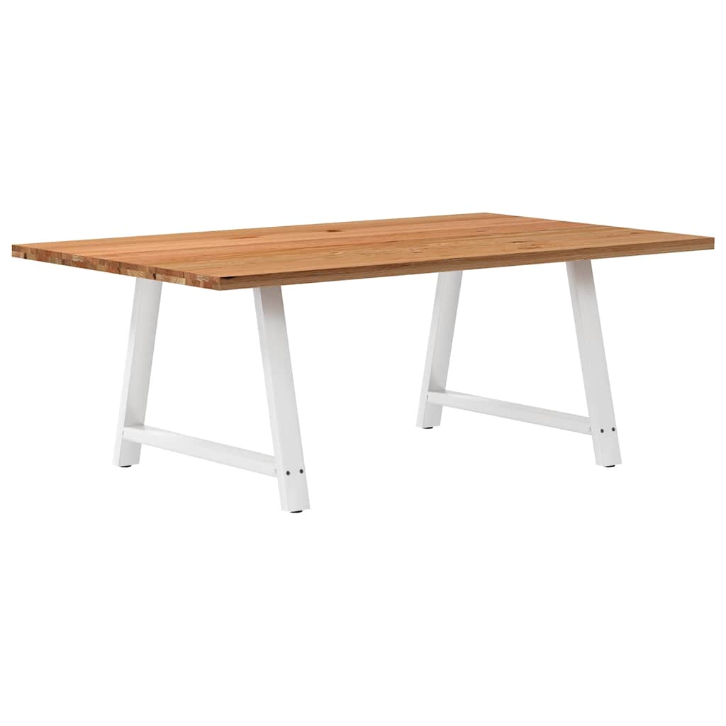 Table en Chêne Massif et Pieds en Métal Blanc-120 cm-200 cm-1-La-Fabrique-Industrielle