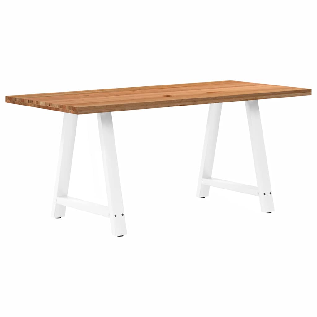Table en Chêne Massif et Pieds en Métal Blanc-80 cm-180 cm-1-La-Fabrique-Industrielle