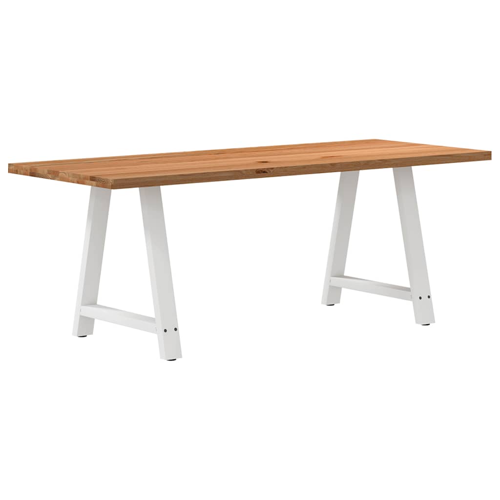 Table en Chêne Massif et Pieds en Métal Blanc-80 cm-200 cm-1-La-Fabrique-Industrielle