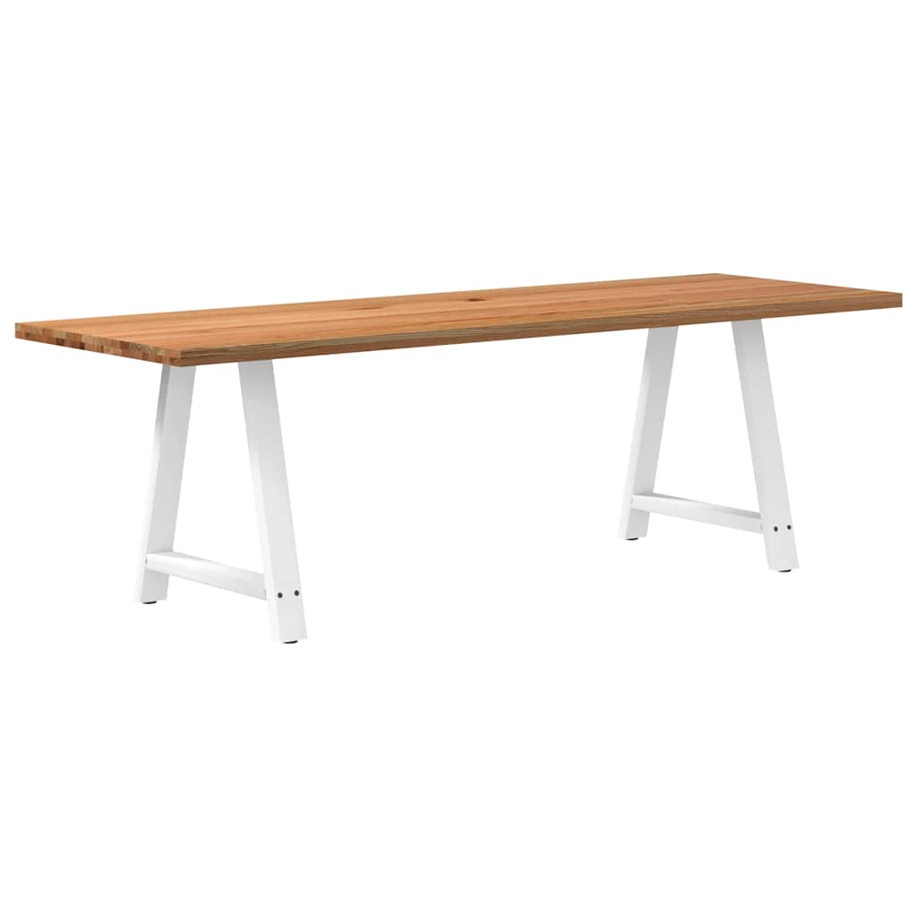 Table en Chêne Massif et Pieds en Métal Blanc-80 cm-240 cm-1-La-Fabrique-Industrielle