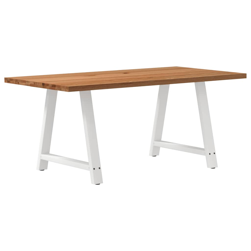 Table en Chêne Massif et Pieds en Métal Blanc-90 cm-180 cm-1-La-Fabrique-Industrielle
